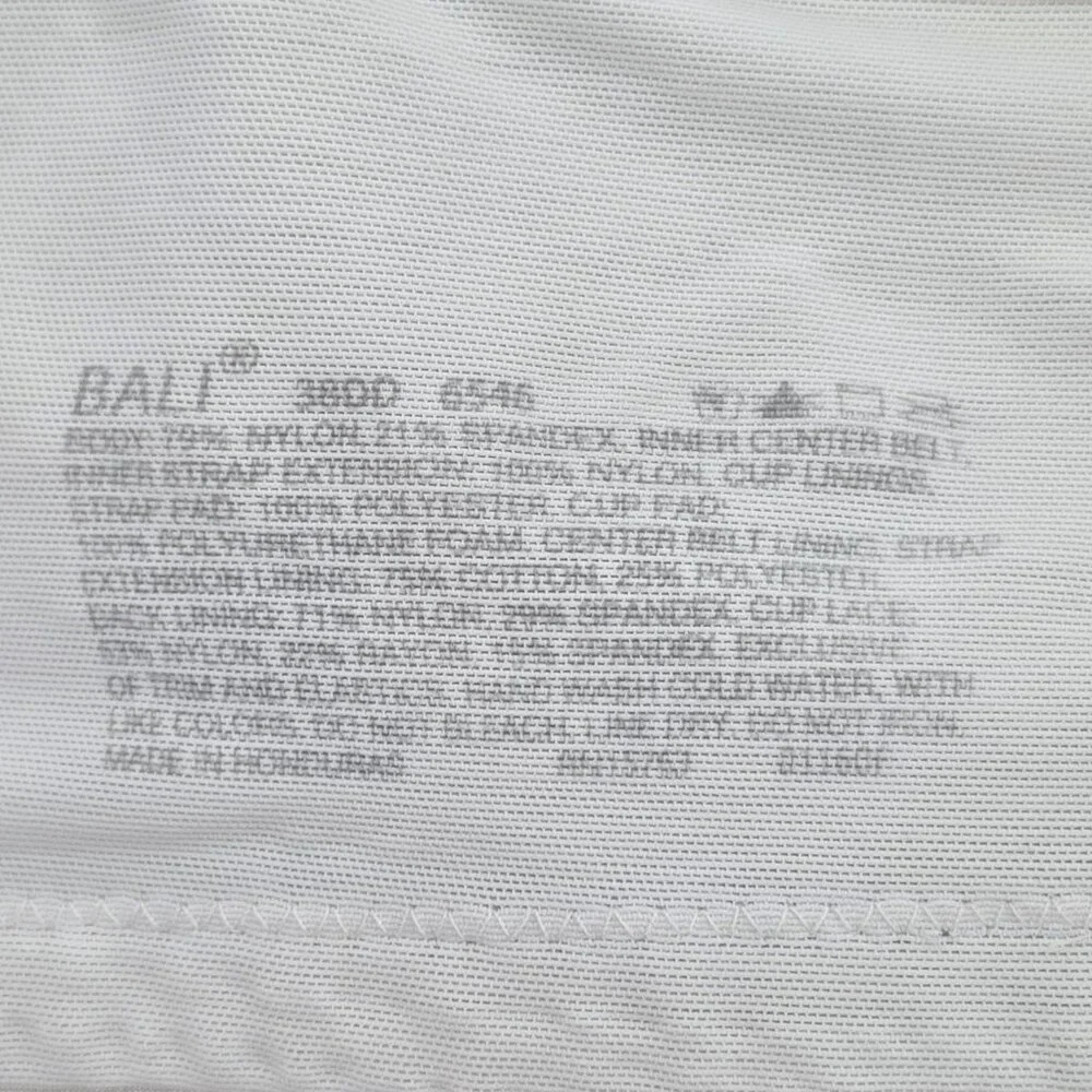 Bali White Full Coverage T-Shirt Bra 38DD Wireless Lined Everyday‎ Comfort Lace